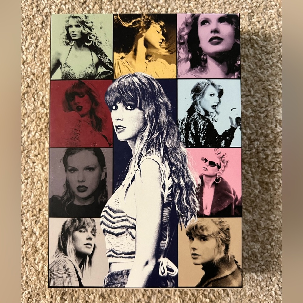 Taylor Swift Eras Tour postcards, pin, and sticker in little box